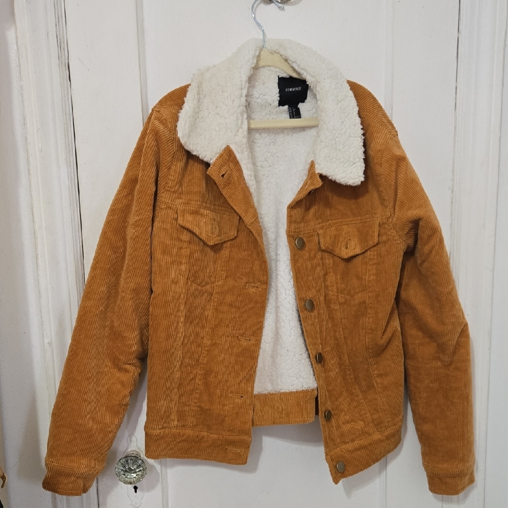 Forever 21 Camel Corduroy Jacket with Cream Lining
